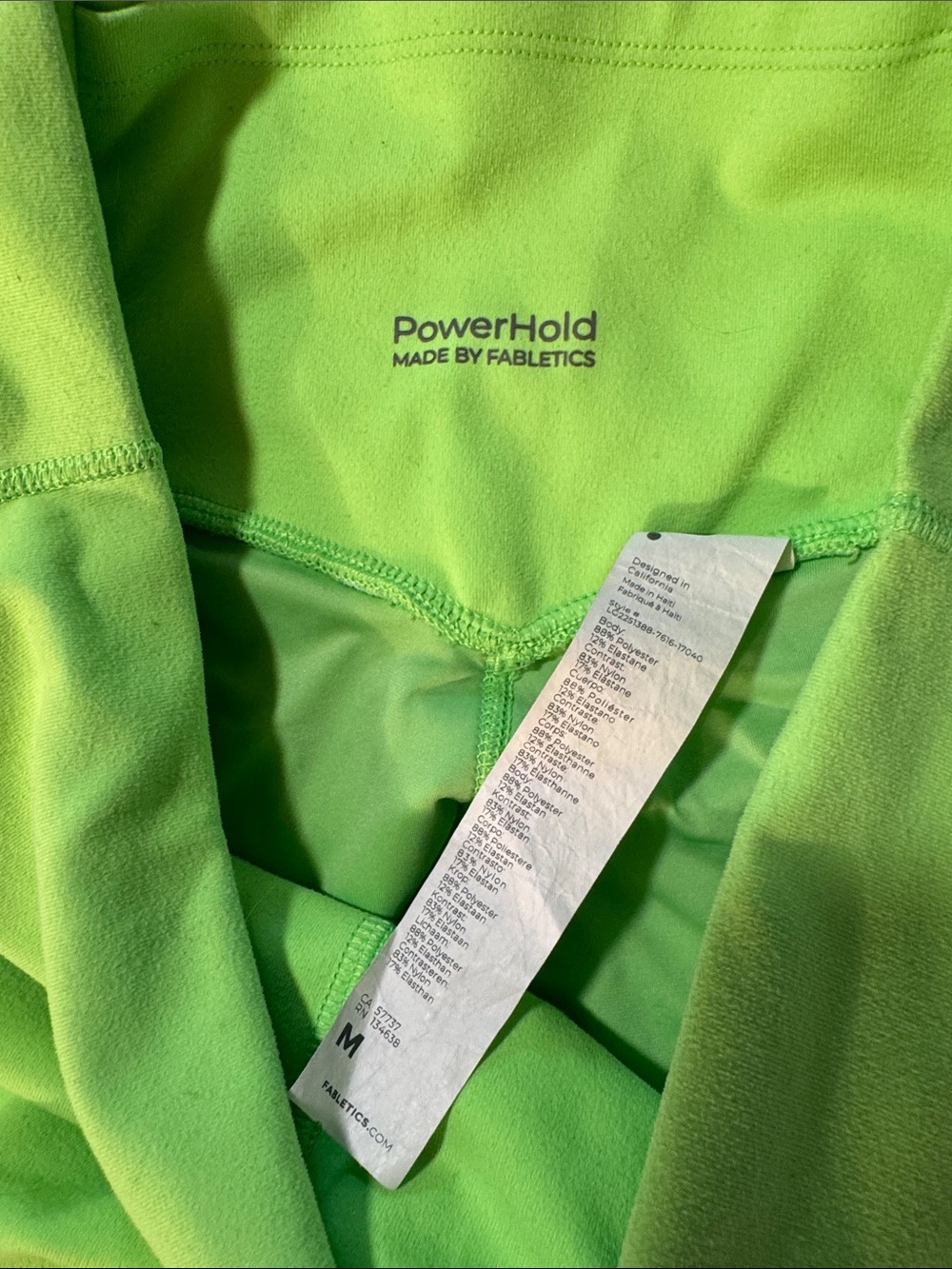 Fabletics Neon Green Crisscross-Back Bike Shorts - Picture 2 of 5